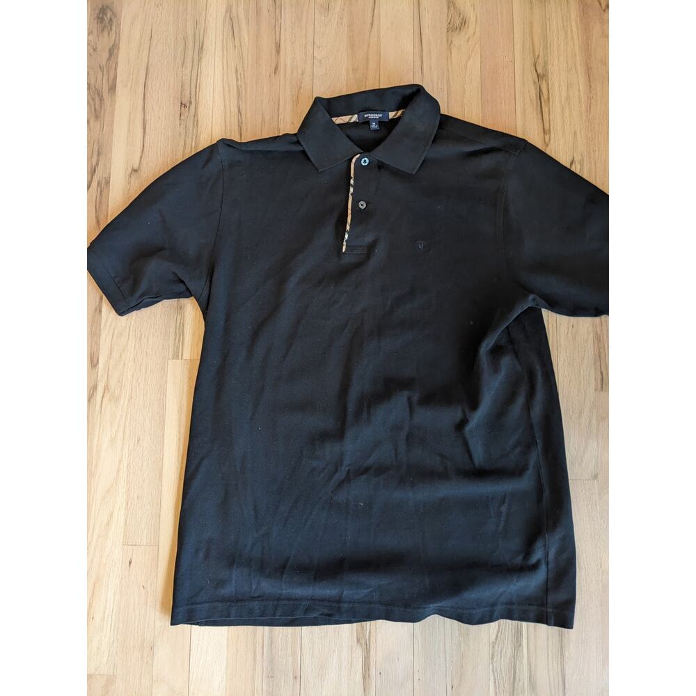 Burberry Men's Black Classic Check Polo Shirt Size Medium